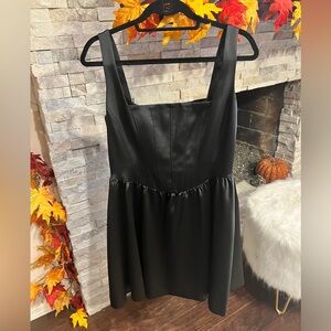 NWOT Antonio Melani black satin fit and flare dress